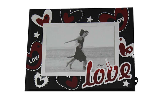 Black, White Mirror Designed ‘LOVE’ Glass Photo Frame - BuyAbility