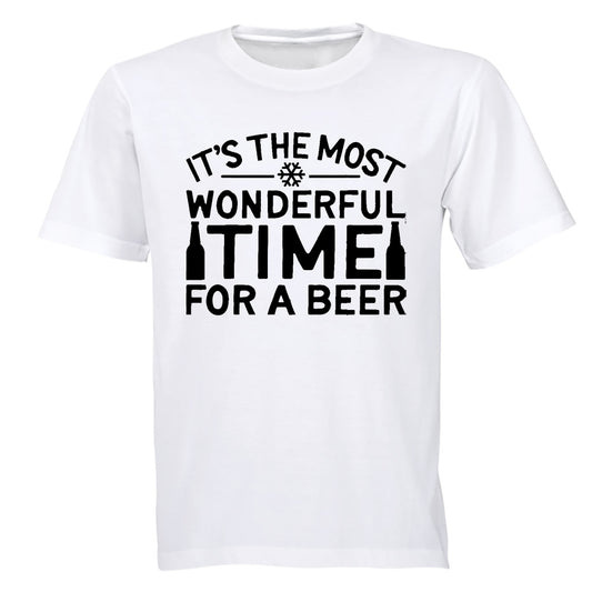 Most Wonderful Time for a BEER - Christmas - Adults - T-Shirt - BuyAbility South Africa
