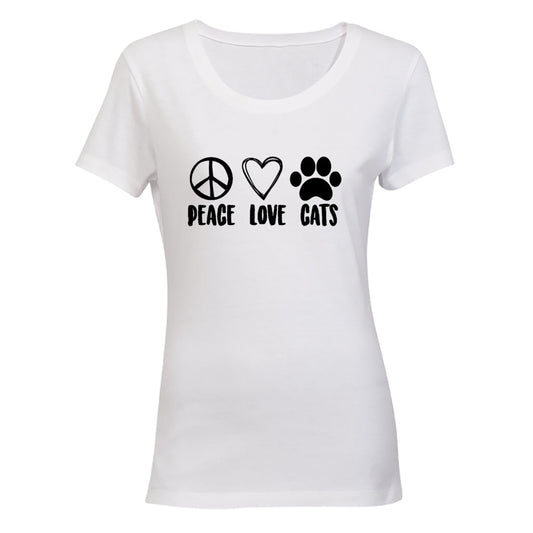Peace. Love. Cats - Ladies - T-Shirt - BuyAbility South Africa