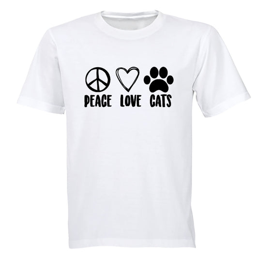 Peace. Love. Cats - Adults - T-Shirt - BuyAbility South Africa
