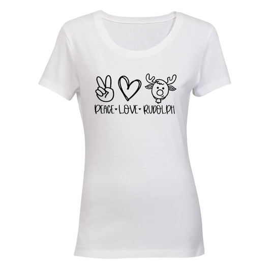 Peace. Love. Rudolph - Christmas - Ladies - T-Shirt - BuyAbility South Africa