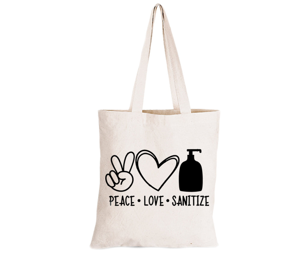 Peace. Love. Sanitize - Eco-Cotton Natural Fibre Bag - BuyAbility South Africa