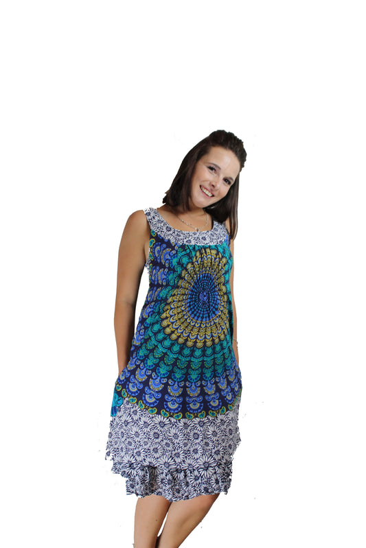 Colourful Dress with Peacock Design - BuyAbility