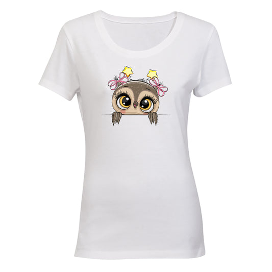 Peeking Owl- Stars - Ladies - T-Shirt - BuyAbility South Africa