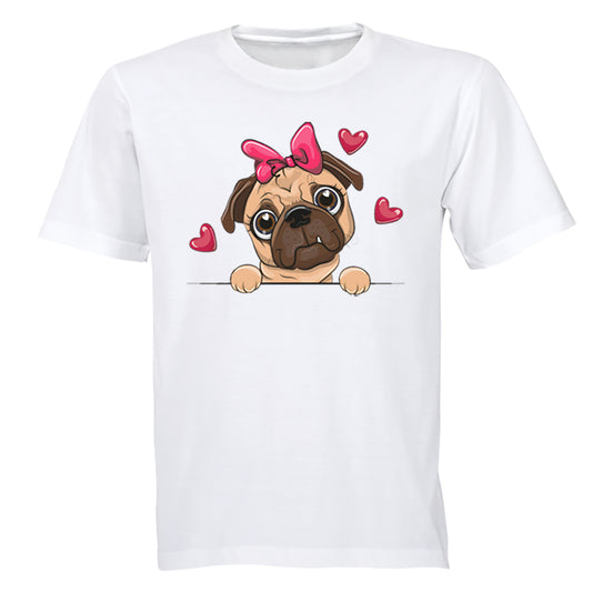 Peeking Love Pug - Kids T-Shirt - BuyAbility South Africa