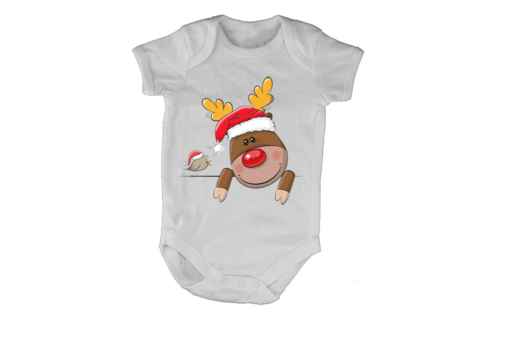 Peeking Christmas Reindeer & Bird - Baby Grow - BuyAbility South Africa