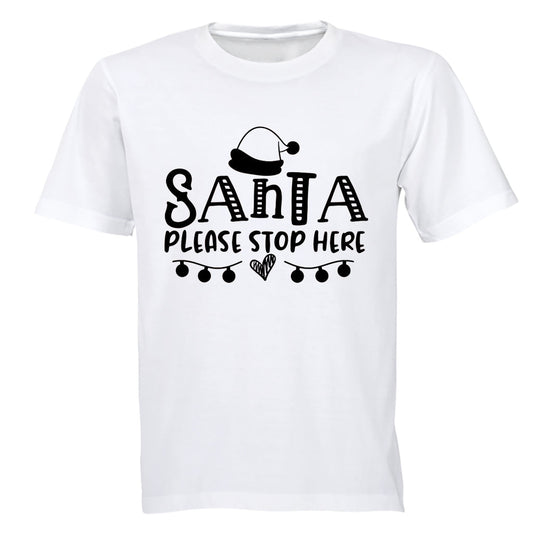 Please Stop Here Santa - Christmas - Kids T-Shirt - BuyAbility South Africa