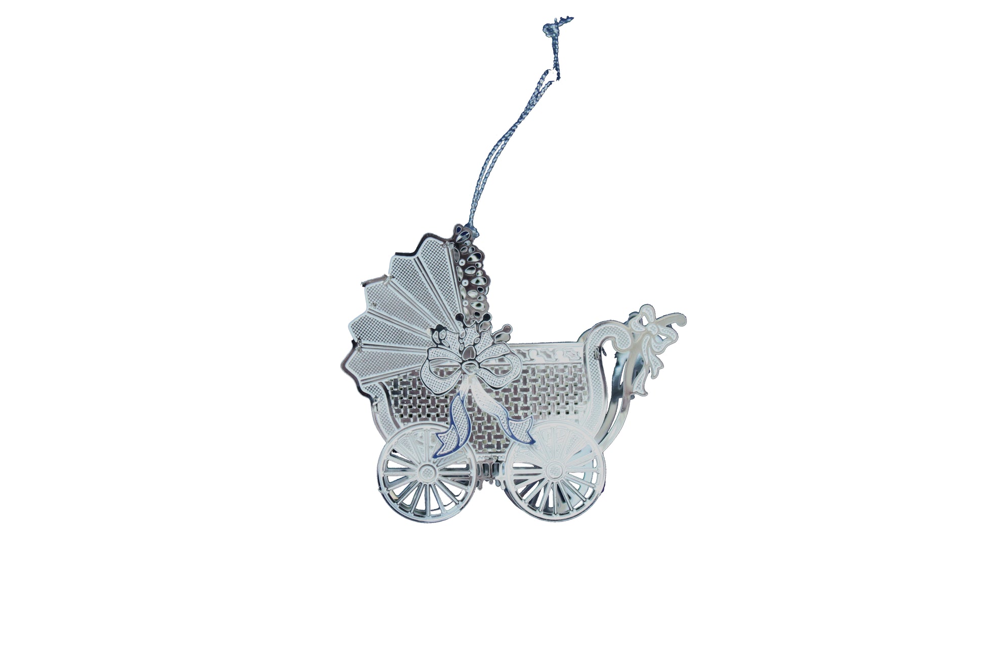 Handmade Silver Pram Christmas Tree Decoration - BuyAbility