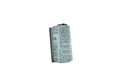 Blue Compact Purse with Newspaper Design & Bird Detail (150mm x 90mm) - BuyAbility