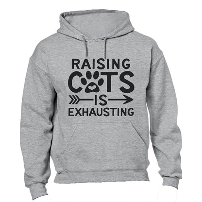 Raising Cats is Exhausting - Hoodie - BuyAbility South Africa