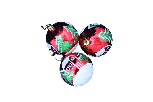 Red Decorated Christmas Tree Decoration Snow Bauble (Set of 6) - BuyAbility