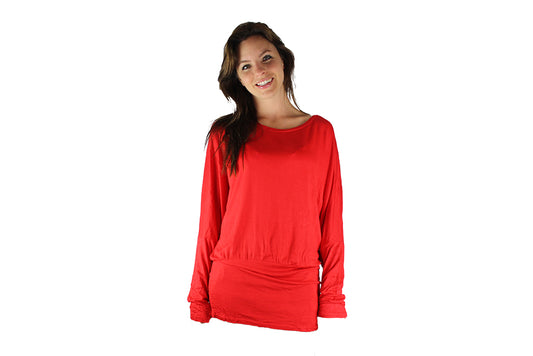 Red Long Sleeve Top With Lace Backing - BuyAbility