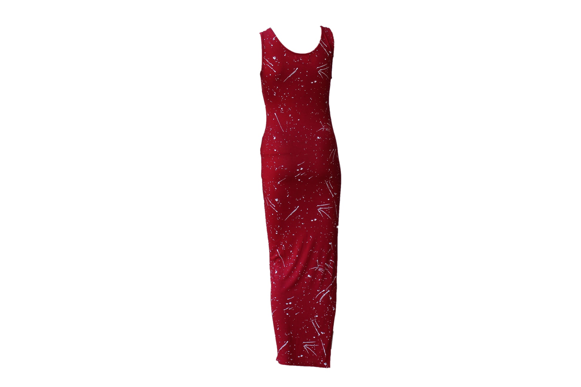 Red Long Dress with 'Paint' Design - BuyAbility