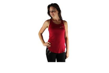 Red Full Lace Back Top with Front Zip - BuyAbility