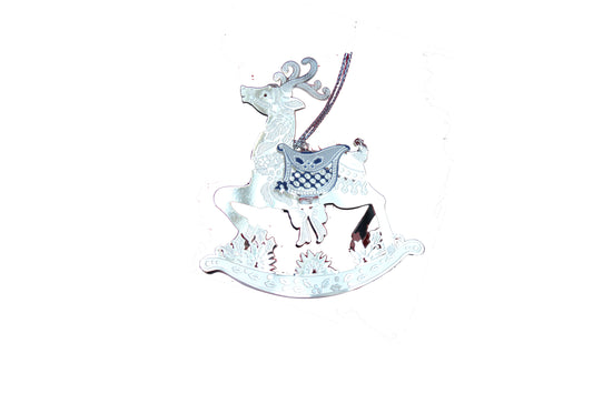 Handmade Silver Rocking Horse Christmas Tree Decoration - BuyAbility