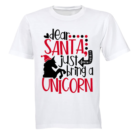 Santa, Just Bring a Unicorn! - Christmas - Kids T-Shirt - BuyAbility South Africa