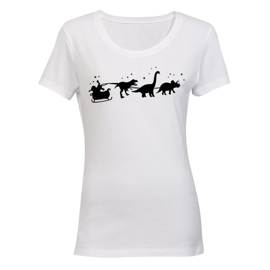 Santa s Dinosaur Reindeers - Christmas - Ladies - T-Shirt - BuyAbility South Africa