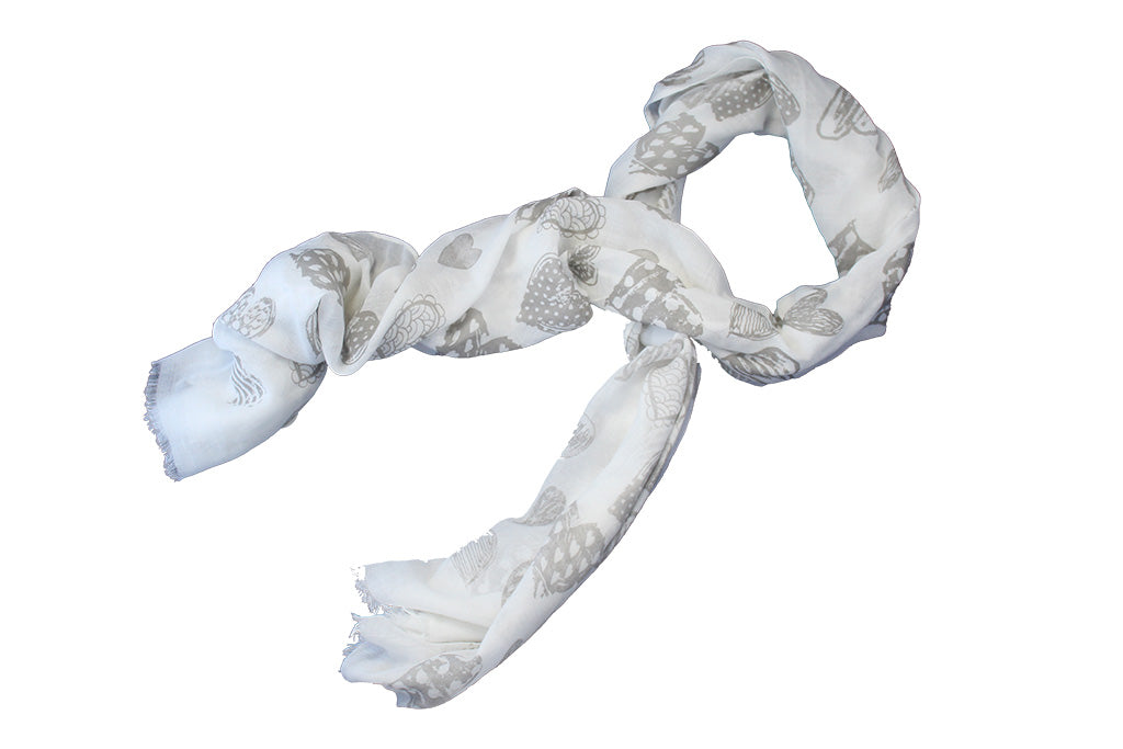 Scarf Print - Heart - White - BuyAbility South Africa