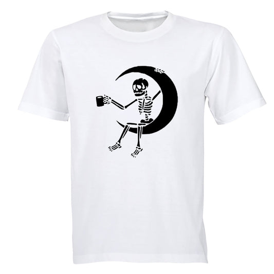 Skeleton On The Moon - Halloween - Adults - T-Shirt - BuyAbility South Africa