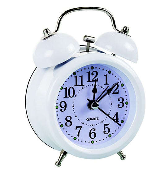 Ringing Twin Bell Alarm Clock - White