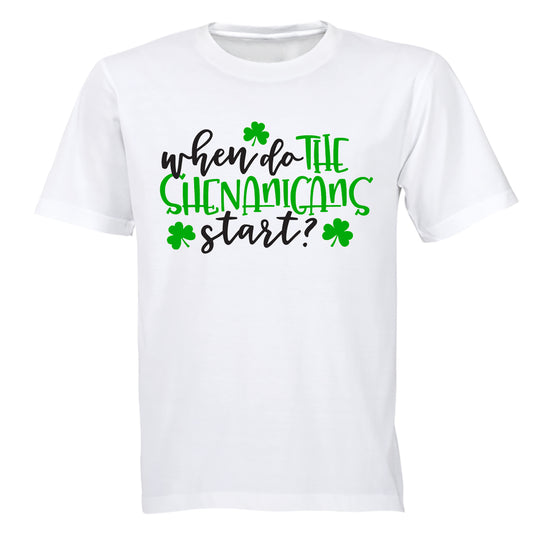 When Do the Shenanigans Start - St. Patricks Day - Adults - T-Shirt - BuyAbility South Africa