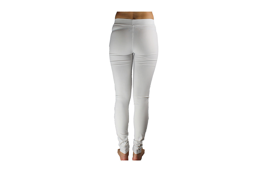 Ladies Long White Stretch Pants - BuyAbility
