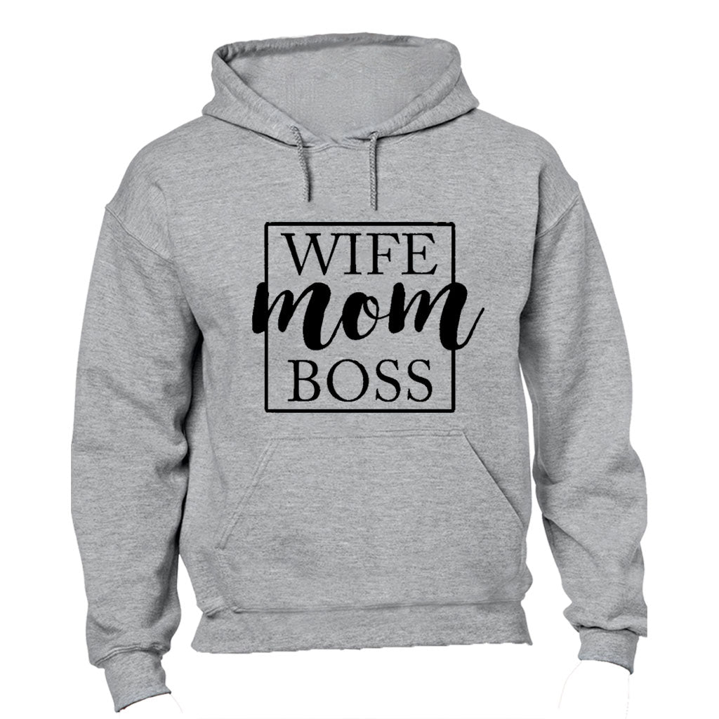 Wife. Mom. Boss - Square - Hoodie - BuyAbility South Africa