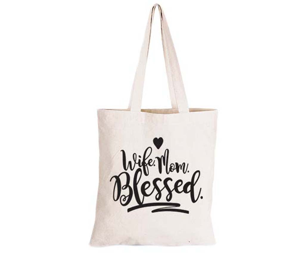 Wife. Mom. Blessed - - Eco-Cotton Natural Fibre Bag - BuyAbility South Africa