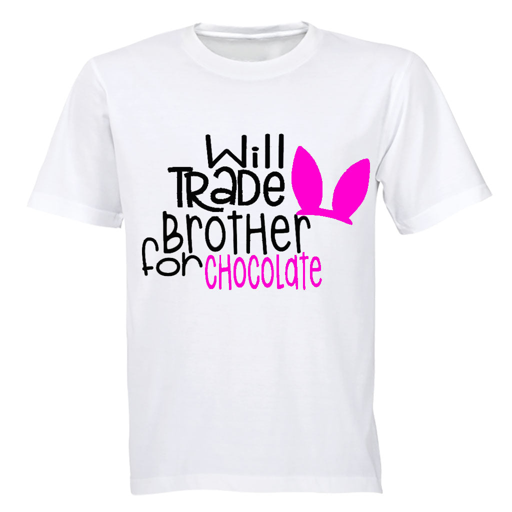 Will Trade Brother for Chocolate - Pink - Kids T-Shirt - BuyAbility South Africa