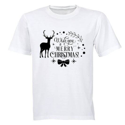 Wish You A Merry Christmas - Deer - Adults - T-Shirt - BuyAbility South Africa