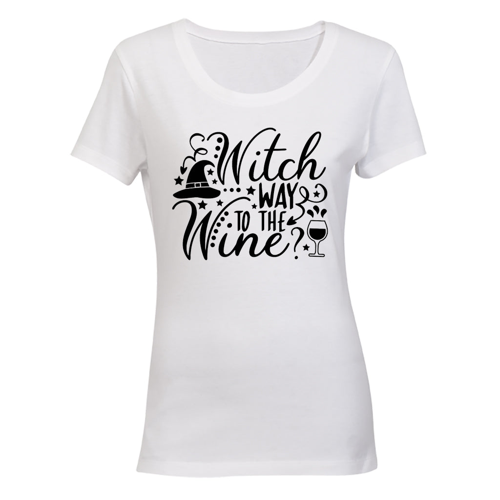 Witch Way To The WINE - Halloween - Ladies - T-Shirt - BuyAbility South Africa