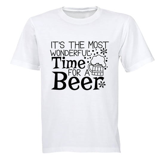 Wonderful Time For a Beer - Christmas - Adults - T-Shirt - BuyAbility South Africa