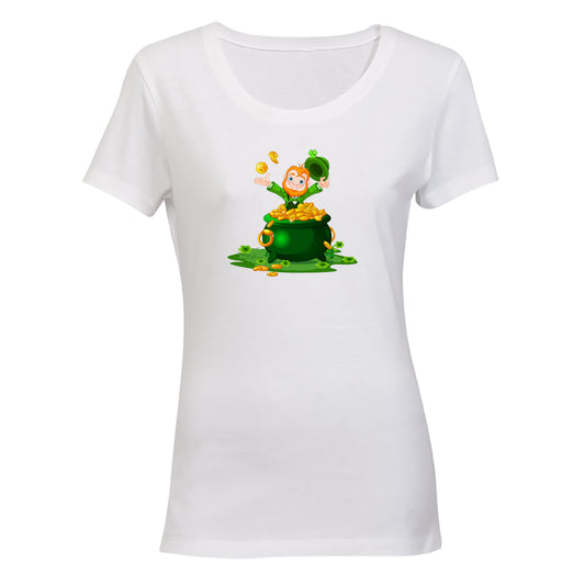 Leprechaun Pot O' Gold - St. Patrick's Day - Ladies - T-Shirt - BuyAbility South Africa