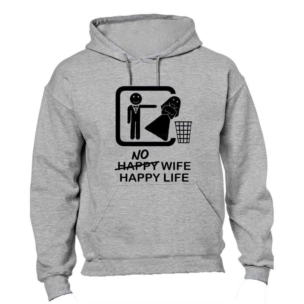 No Wife - Happy Life - Hoodie - BuyAbility South Africa