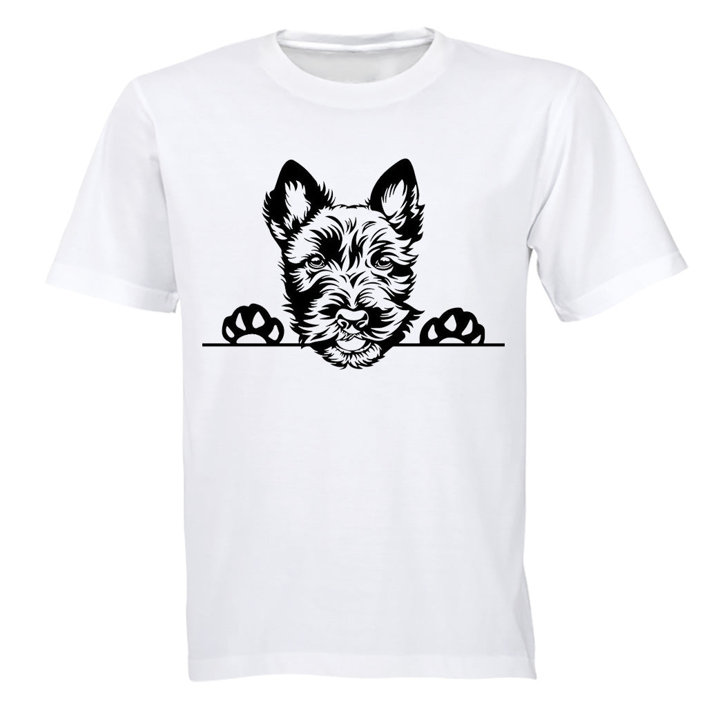 Scottish Terrier - Peeking Dog - Adults - T-Shirt - BuyAbility South Africa