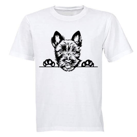 Scottish Terrier - Peeking Dog - Kids T-Shirt - BuyAbility South Africa