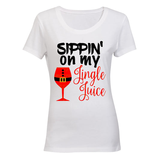 Sippin' on my Jingle Juice - Christmas - Ladies - T-Shirt - BuyAbility South Africa