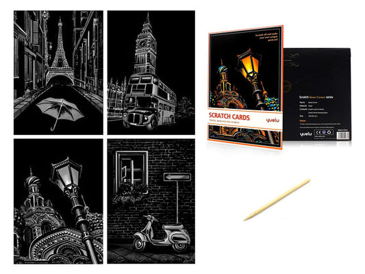 Set of 4 Scratch Cards - Travel Inspired