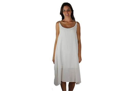 White Woven Back Casual Dress - BuyAbility