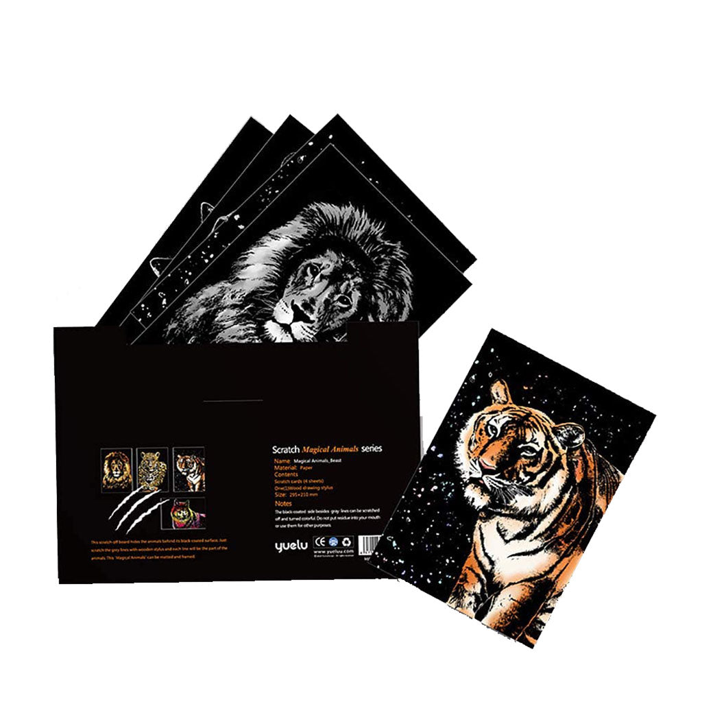 Set of 4 Scratch Cards - Wild Animals