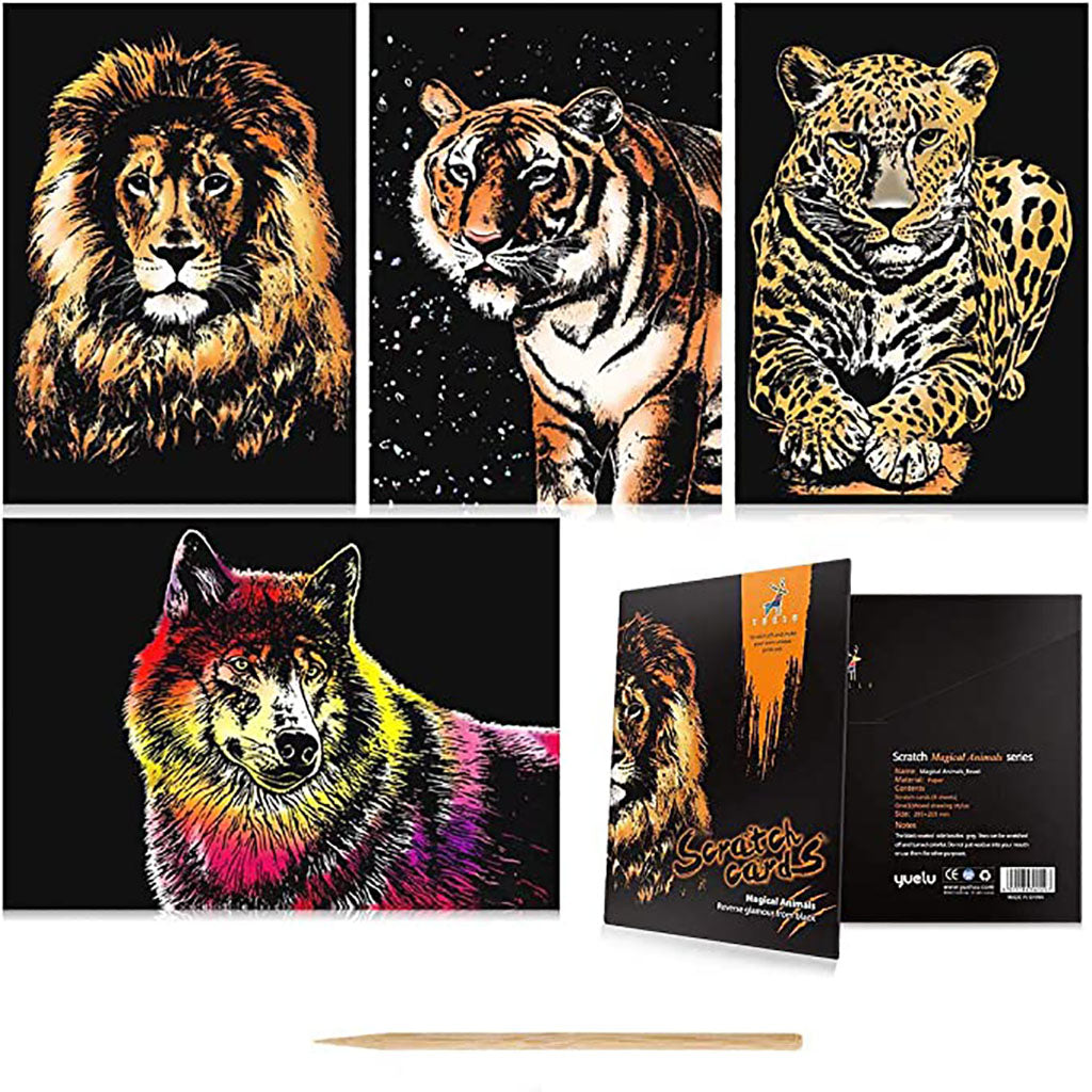 Set of 4 Scratch Cards - Wild Animals