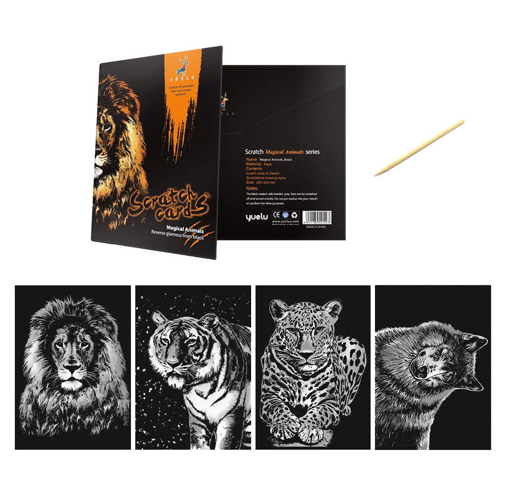 Set of 4 Scratch Cards - Wild Animals