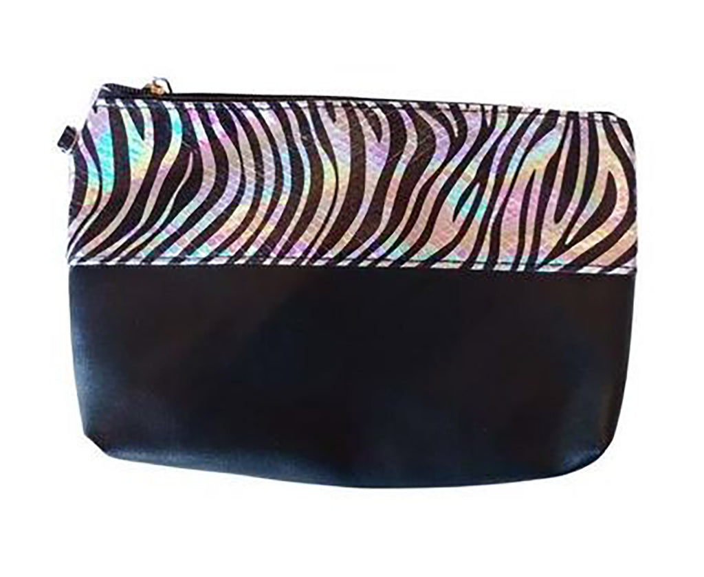 Zebra Shimmer - Black Cosmetic Bag